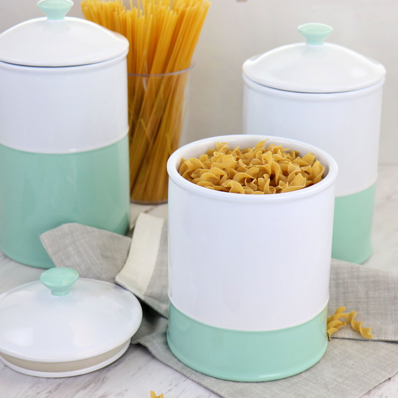 Stoneware 3 Piece Kitchen Canister Set