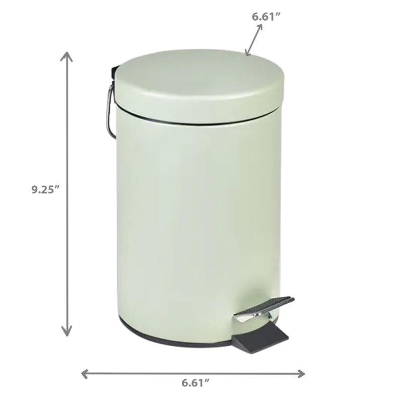 Poubelle à pédale ronde en acier inoxydable, 3L, Sauge