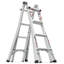 17Ft Multi-Position Foldable Aluminum Ladder, A-Frame And Straight Ladder, Ansi 250Lbs