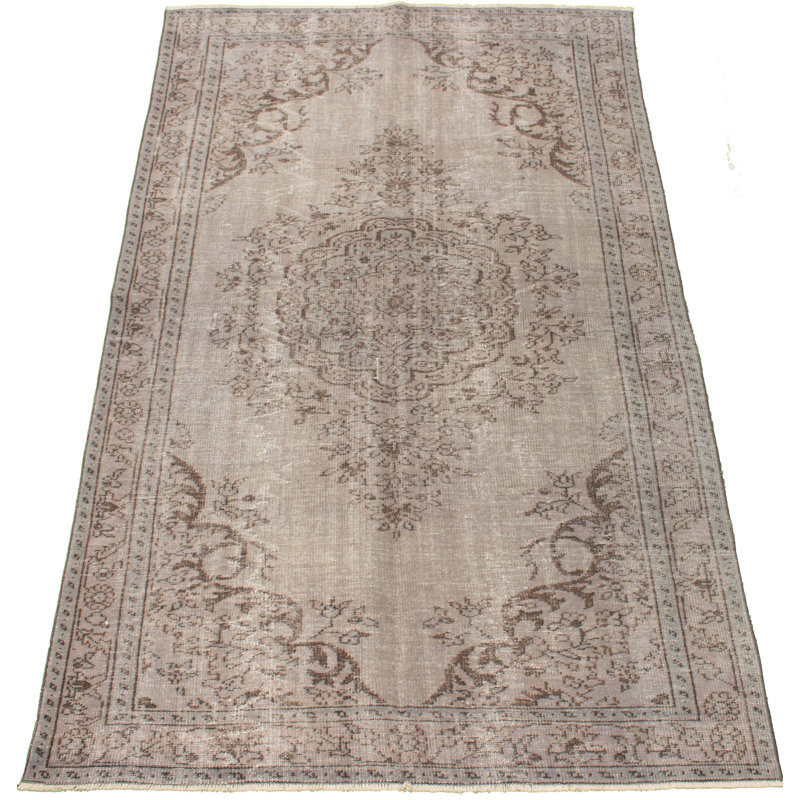 Tapis décoratif en laine brun noué à la main 5 pi 7 po x 9 pi 5 po one-of-a-kind 1980s