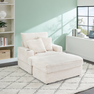 Ensemble de fauteuils avec repose-pieds et repose-pieds de 39 pouces - canapé simple confortable