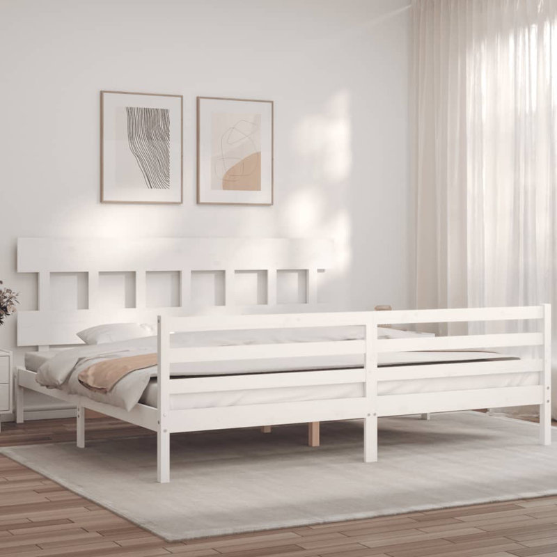 Lochridge Solid Wood Bed, White, 200 x 200 cm