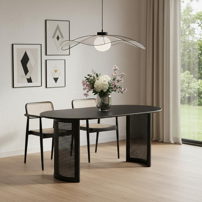 Table de salle à manger 66 po, 29.64"H x 66.3"L x 33.15"W, Noir