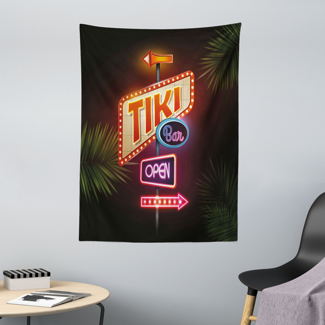 Wandteppich, Neon Sign Design, Tiki Bar, Mehrfarbig