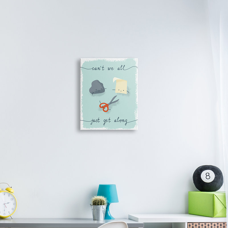 Rock Rock Scissors Illustration ludique «All Get Welcome», Toile tendue, H 20 po x l 16 po