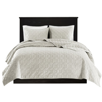 3 pièces de courtepointe en velours double / grand - Motif géométrique pour une chambre à coucher paisible et élégante