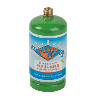 Flame King Eco Friendly Refillable Empty 1LB Propane Tank LP Cylinder - DOT Compliant - 16.4 oz
