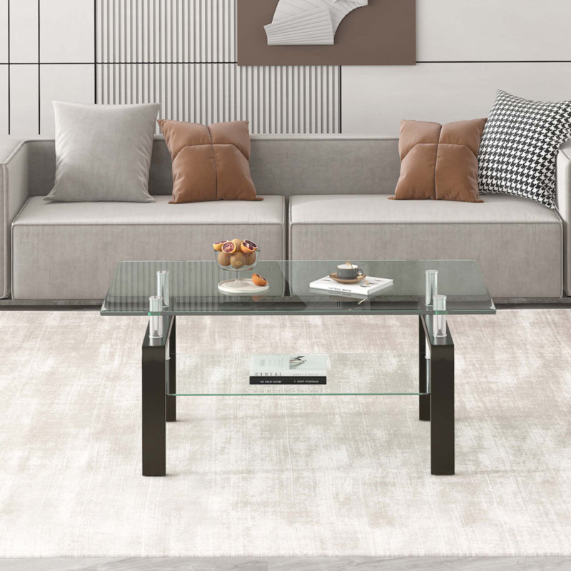 Table basse en verre trempé transparent