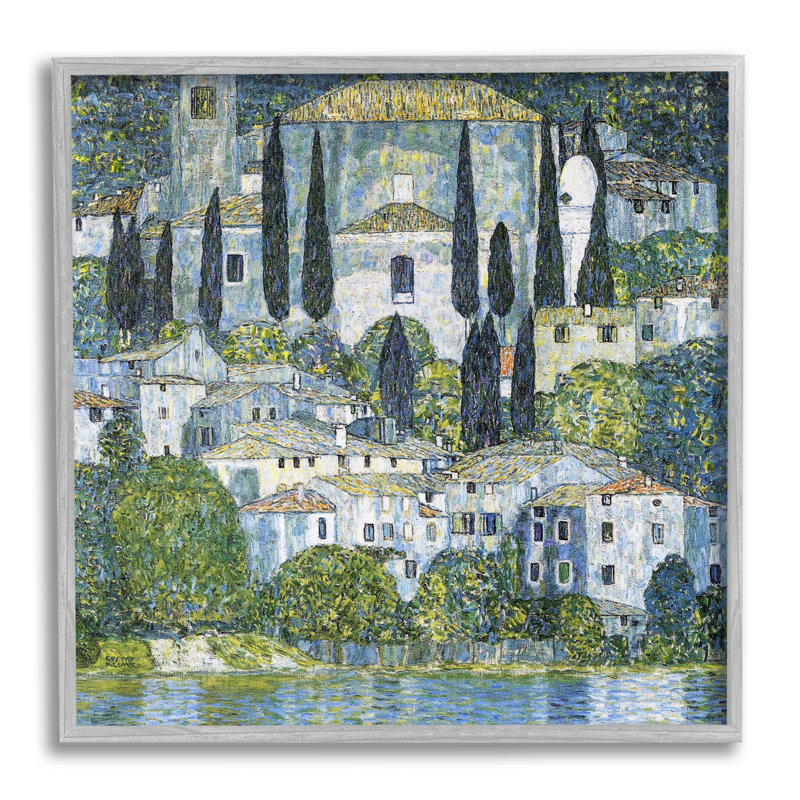 «Church In Cassone Klimt», impression sur bois par Gustav Klimt, H 17 po x l 17 po x P 1,5 po, Estampe numérique Farmhouse