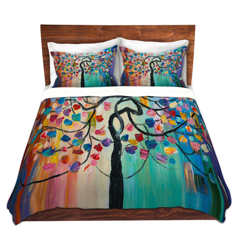 Ensemble de housse de couette color tree xv, 1 housse de couette grand + 2 taies standards