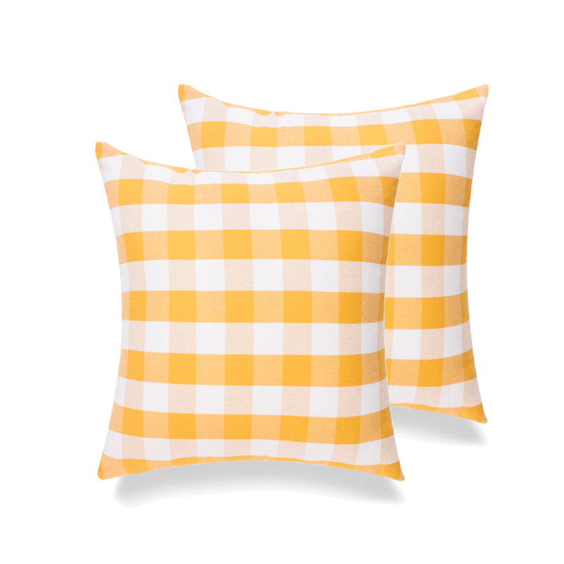 Housse et insert de coussin carré en coton Buffalo Check Check, Jaune, L 22 po x L 22 po