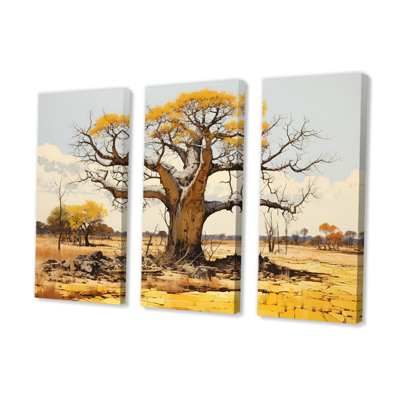 «Desert Baobabs Resistance - Tree Baobab», ensemble d'art sur toile, H 40 po x l 60 po x P 1 po