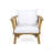 Outdoor Acacia Wood Patio Club Chair, Wooden Patio Furniture,Waterproof Thick Cushion Deep Seating For Porch, Garden, Backyard, Balcony, Weight Capacity 400Lbs, Teak Finish, White, Chair