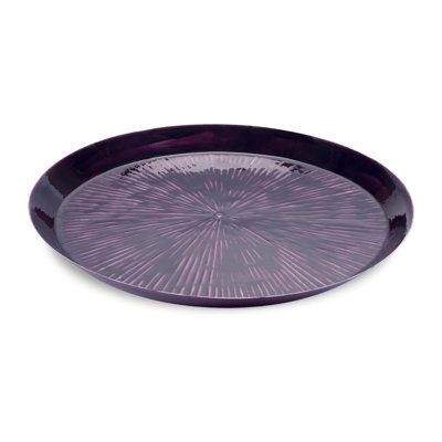 Plateau rond en métal gravé 13,5 po