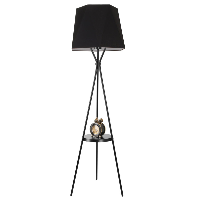 Gyulnara 165cm Tray Table Floor Lamp, Black
