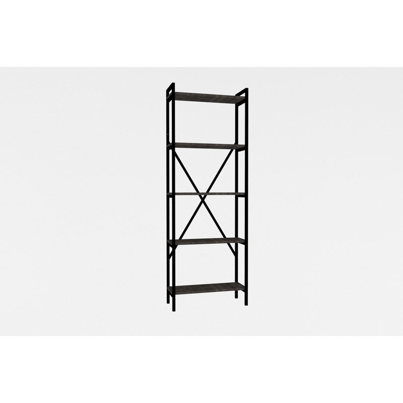 Baugus 170 cm H x 72 cm W Standard Bookcase, Black/Walnut