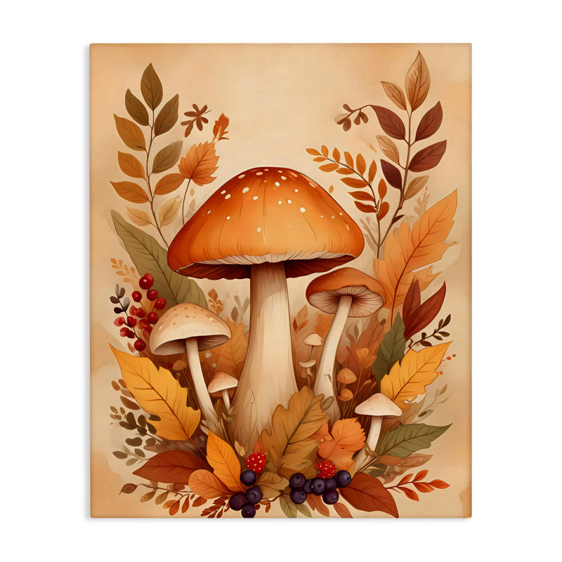 Toile d'automne champignon, conception par Creative Studio, H 20 po x l 16 po