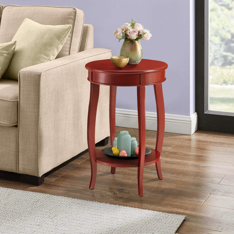 Table d'appoint ronde avec tablette inférieure, Rouge