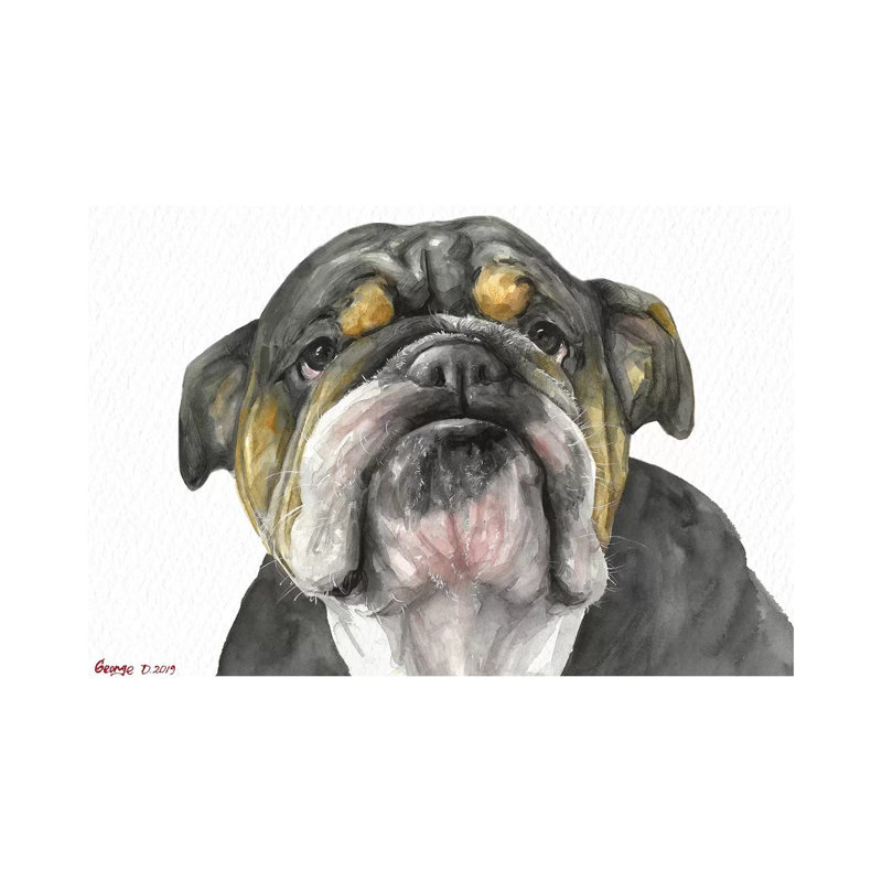 «English Bulldog Look» par George Dyachenko - impression sur toile tendue, H 8 po x l 12 po x P 0,75 po