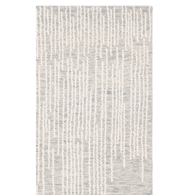 Valeshia Abstract Hand Tufted Wool/Cotton Abstract Rug in Gray/Light Gray/Ivory