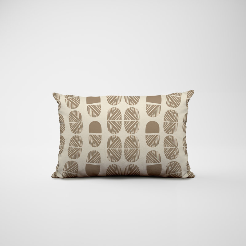 Polyester/Polyester Blend Lumbar Rectangular Indoor/Outdoor Pillow Cover & Insert, Beige