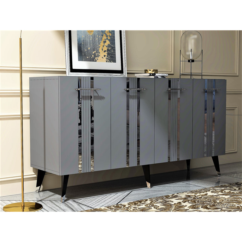 Olivia 80cm Sideboard, Anthracite/Silver