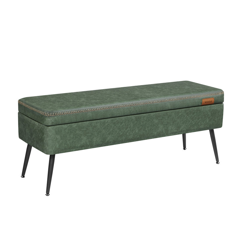 Banc de rangement en cuir, Avancé, Vert forêt