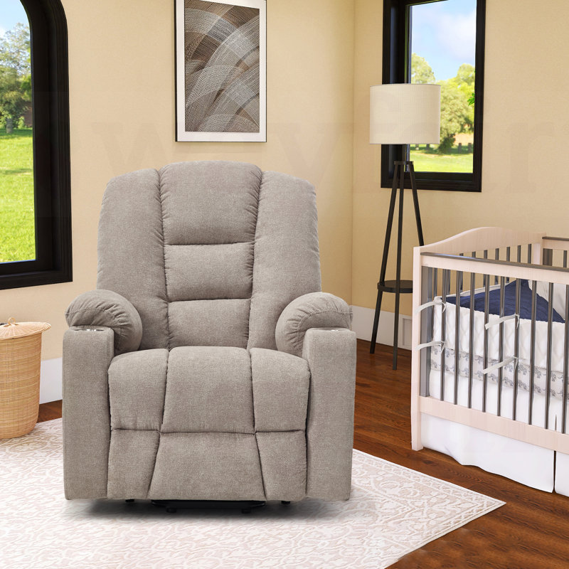 Muli 39.80"W Power Lift Recliner Chair with Massage and Heat., Brown