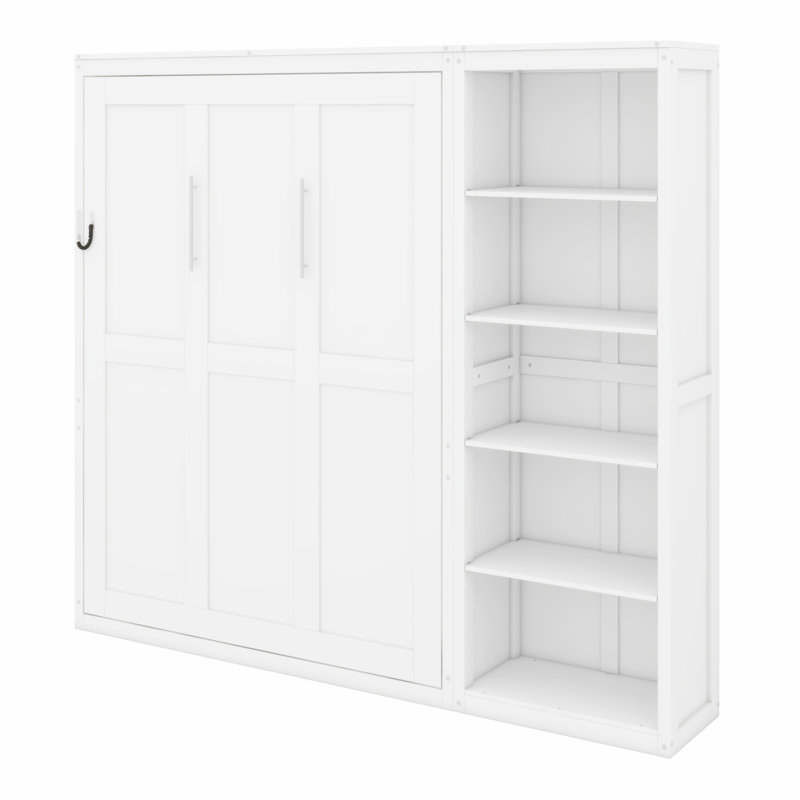 Lit escamotable mural avec tablettes Murphy, Lit double, blanc