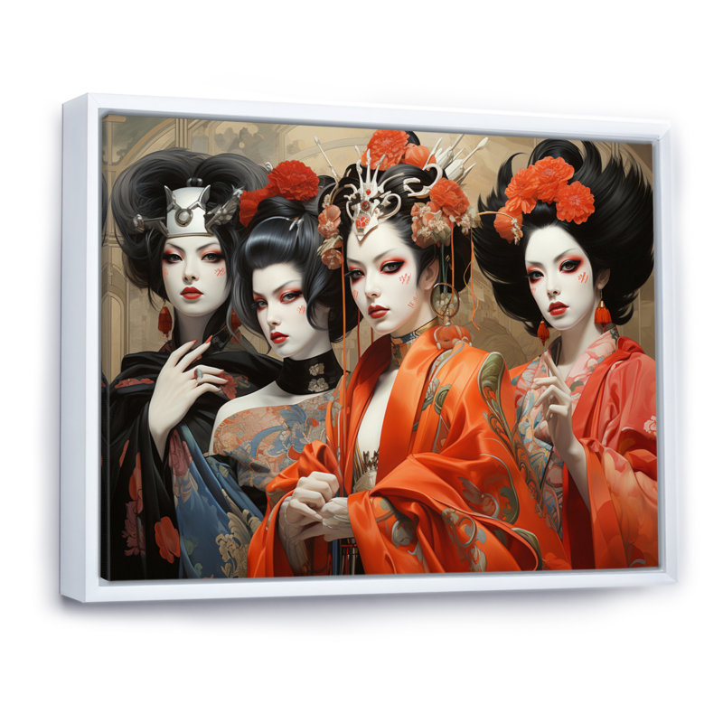 «Japon Art», art de kabaki, sur toile, H 34 po x l 44 po, Cadre flottant blanc