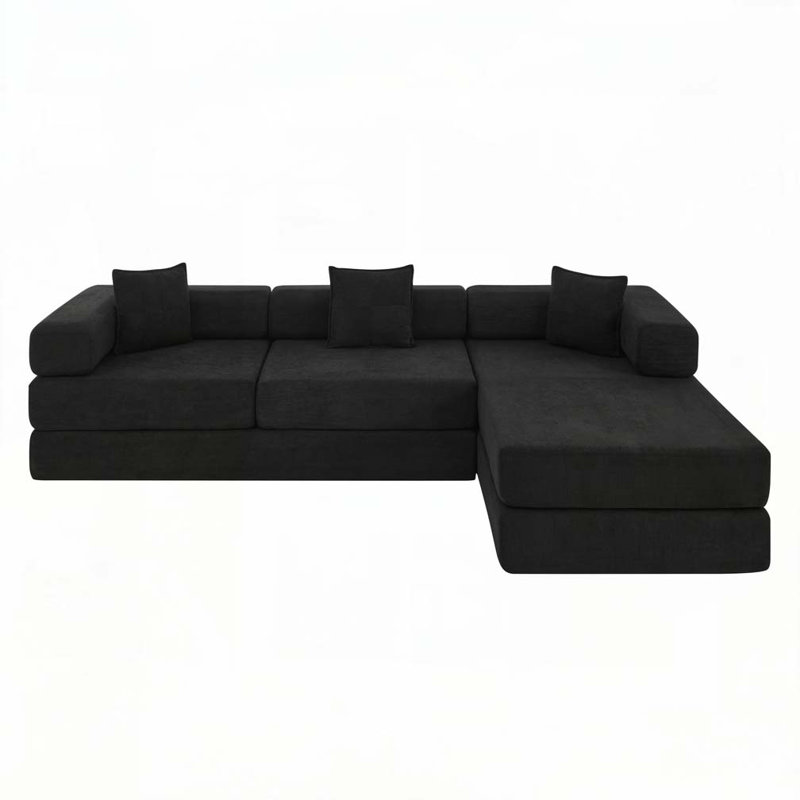 Canapé modulaire Corduroy à assise profonde de 108 po, aucun assemblage requis
