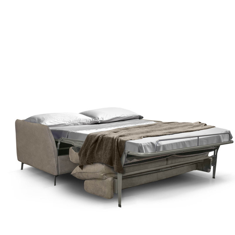 Canapé-lit à accoudoirs arrondis 72,9 po Monreal, Microfibre gris foncé