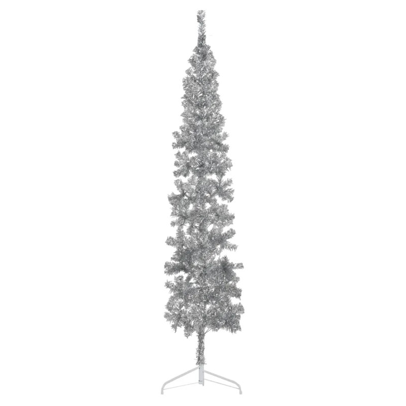 Moitié de sapin de Noël artificiel avec support, 59,1 po x 17,7 po, Blanc