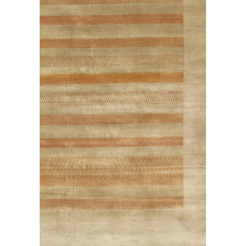 Gabbeh Wool Striped Area Rug in Beige