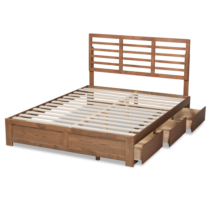 Chelbie Slat Storage, 3 underside drawers, Queen Bed, Brown 58.30'' H X 57.20'' W X 82.8'' L, Queen