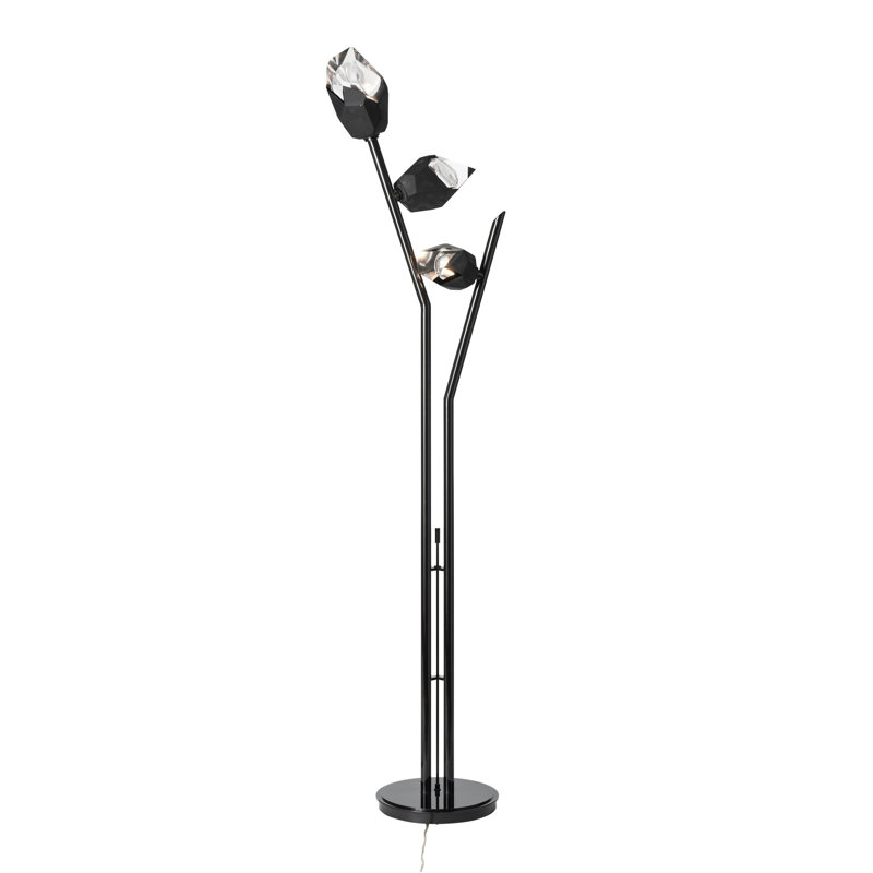 Chrysalis 74.4" Tree Floor Lamp, Black Polished Crystal, Black