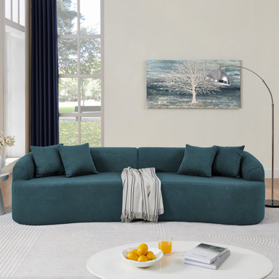 Canapé modulaire incurvé modulaire en tissu de laine d'agneau, style minimaliste moderne, comprimé (aucun assemblage requis), confortable pour le salon et la chambre à coucher
