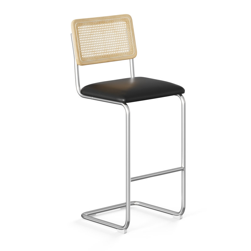 Walsh Vegan Leather Bar & Counter Stool, Midnight Black Vegan Leather, Bar Stool (30” Seat Height)