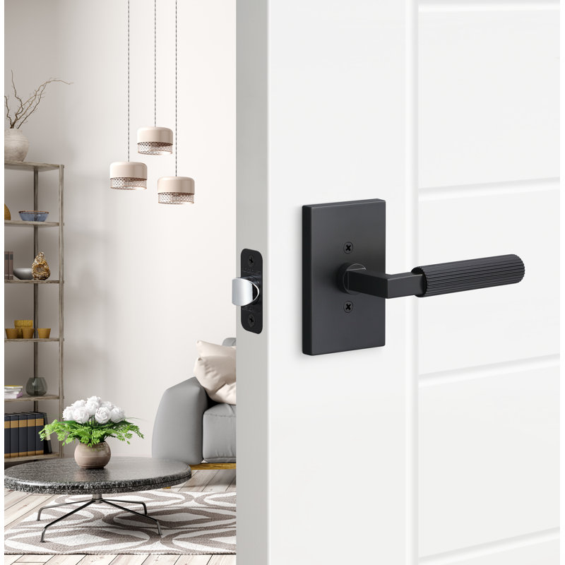 Levanto Passage Rosette, Straight Knurled Grip, Satin Brass/Satin Nickel