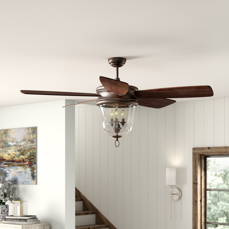 Ventilateur de plafond standard à 5 pales 60 po et ensemble d'éclairage inclus Aayush