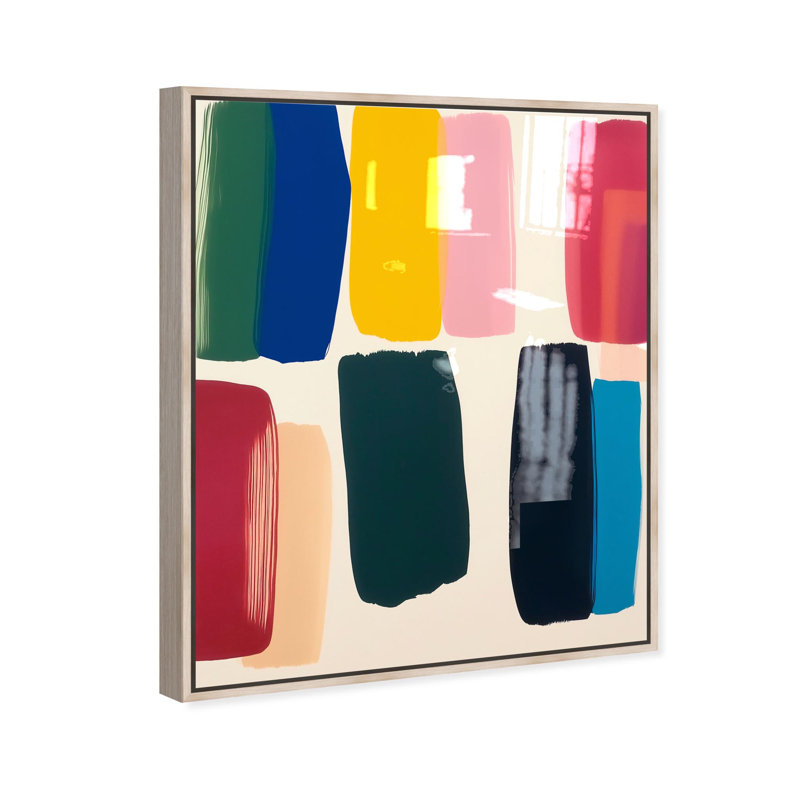 Oliver Gal CaliSunset II Abstract - Hand-Applied Glass Coat Framed Canvas Art, Cream, 30" H x 24" W