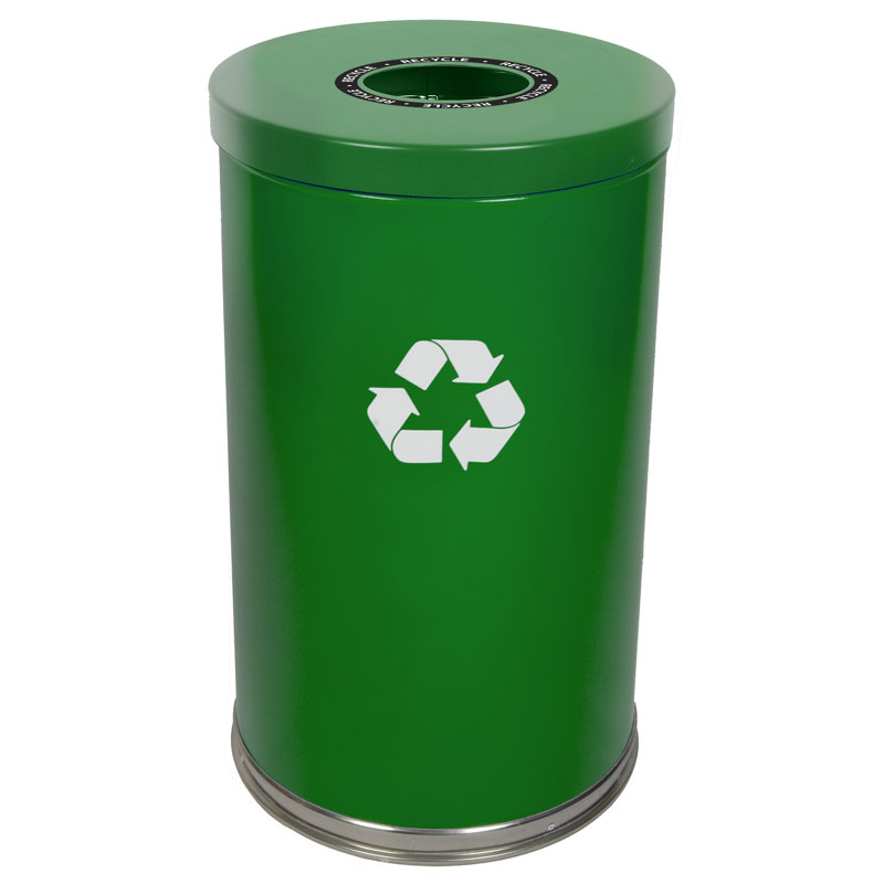 Bac de recyclage en métal, Vert, 35
