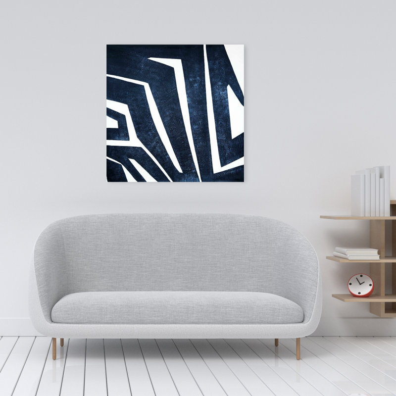 Toile de labyrinthe bleu | Art mural classique bleu pour la décoration intérieure, H 24 po x l 24 po