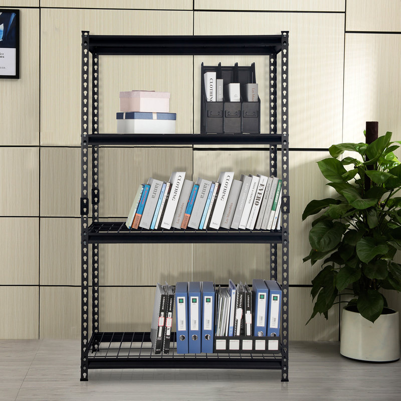 Lafoya 4-Shelf Steel Shelving, 59.84" H x 35.82" W x 18.11" D, Black