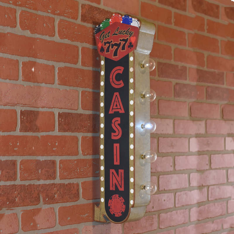 Casino Light Up Tin Metal Arrow Sign Poker Game Room LED Wall Art Man Cave Decor Casino Light Up Tin Metal Arrow Sign Poker Game Room LED Wall Art Man Cave Decor