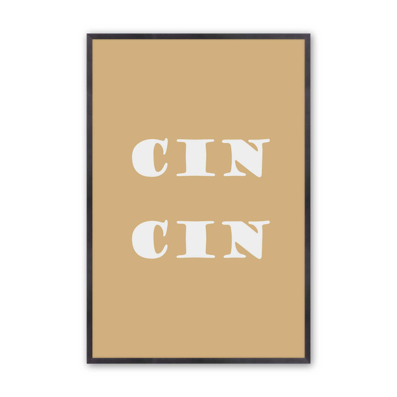 Imprimé Cin Cin, H 15,25 po x l 12,25 po, Zinc patiné