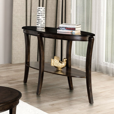 Table traditionnelle avec finition noyer, tablette ouverte et pieds courbés - l 49 po x P 23,5 po H 31 po, facile à assembler