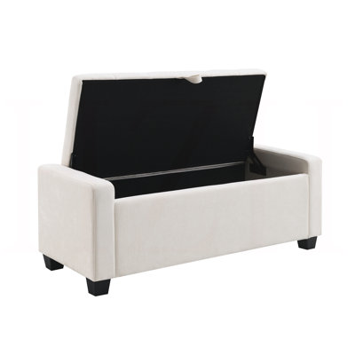 Upholstered Entryway Bench, Storage Ottoman Bench With Safety Hinge