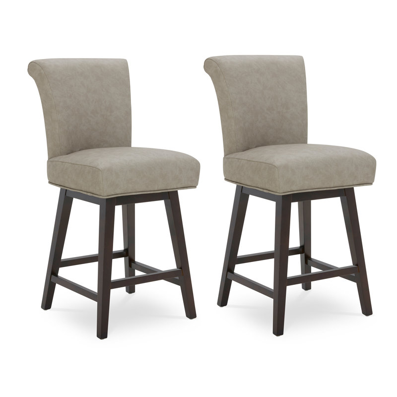 Tabouret de bar et de comptoir pivotant Elora, Similicuir galet gris pierre