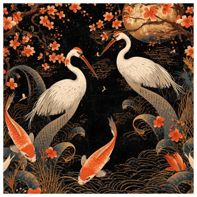 Cranes And Koi Fish Comforter